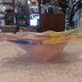 Stunning Vintage Mid Century Italian Hand-Blown Art Glass Candy Dish in a Pulled Lobe Shape with Clear Stretched Edges and a Multi-Coloured Tutti Frutti Colourway in Oranges, Yellows, Pinks and Blues, Attributed to Murano, No Sticker Image 5
