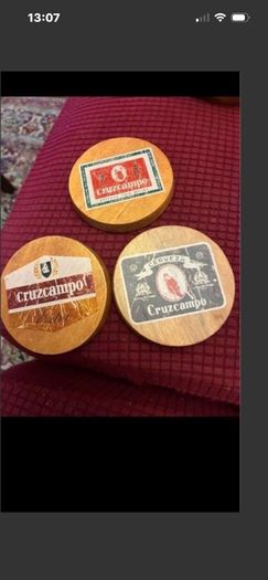 Vintage Cruzcampo Timber Barrel & Coasters Set