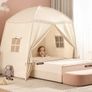 Children's Play Tents Large -Canopy Bed Toddler Double Single for Boys & Girls - Baby Floor Playhouse Inside Sleeping for Playroom Gift Toys (Cream Image 4