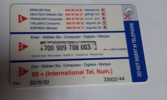 call card pre paid Spanish