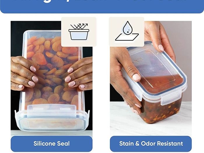 FREE P&P Food Storage Container Set - 24 Piece, Kitchen & Pantry Organization, BPA-Free, Plastic Canisters with Durable Lids Ideal for Cereal, Flour & Sugar - Labels, Marker & Spoon Set