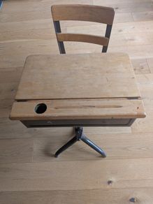 Vintage School Desk with Integrated Chair