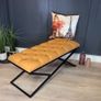 Metal-Framed Velvet Bench 100x40cm  Modern X-Frame Accent Image 3