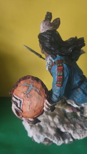Native American warrior and wolf figurine