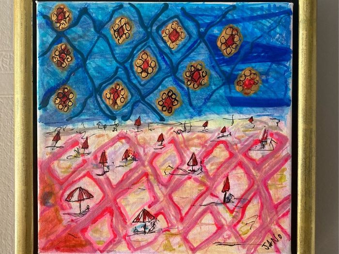 Original Abstract Painting Contemporary Irish Art Eclectic Gold Seascape