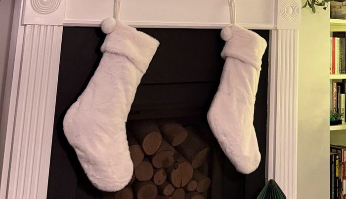M&S white faux fur Christmas stockings