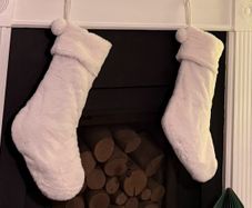 M&S white faux fur Christmas stockings