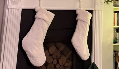 M&S white faux fur Christmas stockings