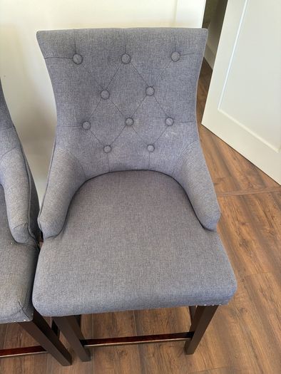 Set of 4 charcoal grey fabric high dining chairs