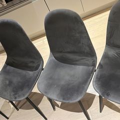 4 Grey velvet dining chairs