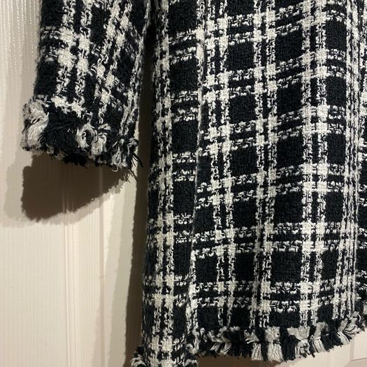 Chanel-Inspired Boucle Checkered Coat - Elegant, Timeless, Size M / 38 / 10