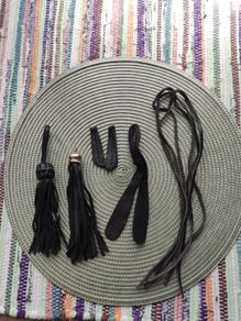 Mixed Genuine Black Leather Handbag Tassels, Charms & Replacement Parts Lot