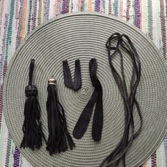 Mixed Genuine Black Leather Handbag Tassels, Charms & Replacement Parts Lot