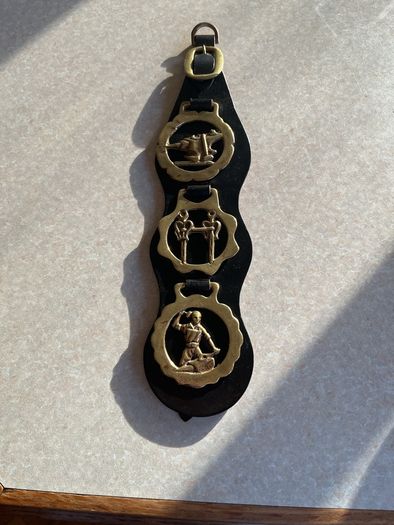 Vintage Collectable Horse Brass leather strap