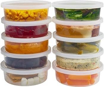 NEW | 25 Pack- 250ml / 8oz Round Stackable Plastic Food Container Set With Lids - Reusable