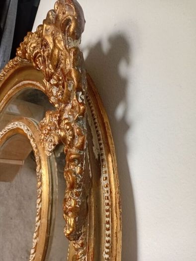 1890s victorian era gilt plate mirror with salamander