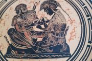 Achilles Tending the Wound of Patroclus Wall Art Plate Greek Handmade Clay