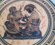 Achilles Tending the Wound of Patroclus Wall Art Plate Greek Handmade Clay