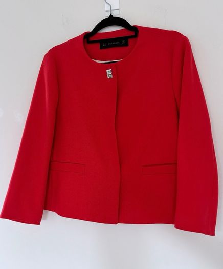 Zara boxy shape red blazer