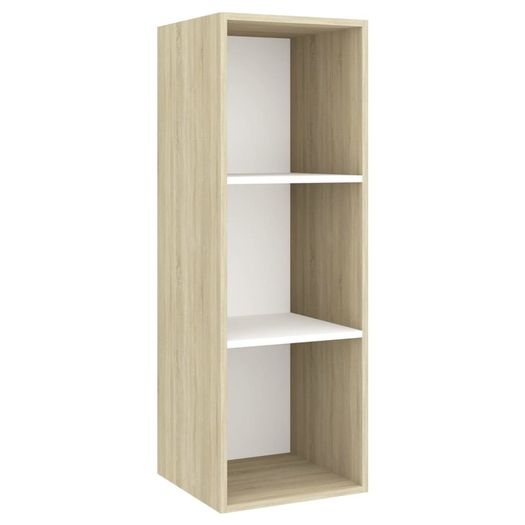 2 Piece TV Cabinet Set White and Sonoma Oak Chipboard