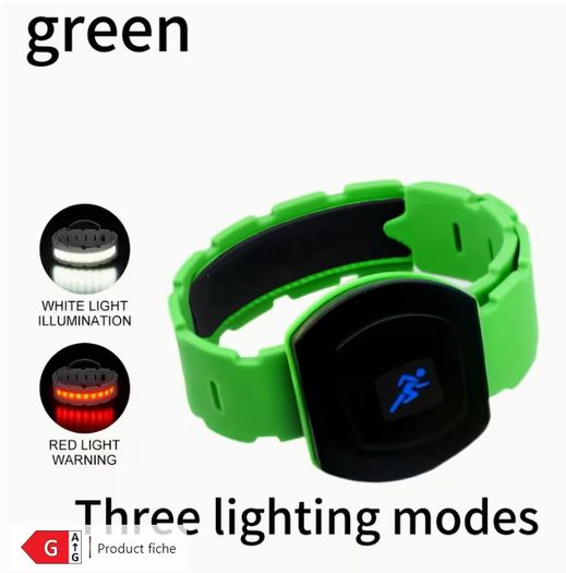 LED Running Light Flashlight Rechargeable, 3 Modes (White/Red/Strobe), IP65,