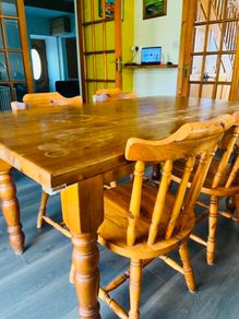 Pine kitchen table and 6 chairs