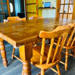 Pine kitchen table and 6 chairs