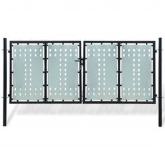 Black Double Door Fence Gate 300 x 175 cm