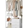 Wardrobe with 3 Drawers White  easy assembly Wood Top Steel Frame Ultimate Storage sturdy Multifunctional System Image 2