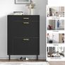 Wooden Shoe Storage Cabinet with 2 Flip Drawers and 3 Open Shelf Narrow Storage Unit with Anti-Tip Design for 12-16 Pairs Shoes, Slim Shoe Rack for Hallway 75 x 24 x 105 cm Image 5