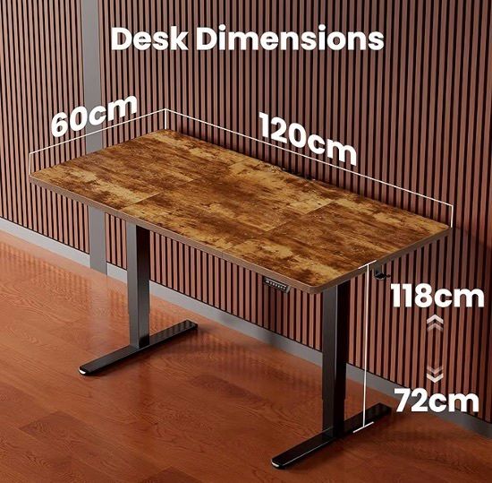 Electric Standing Desk Height Adjustable 120 x 60cm, Sit Stand Desk with 4 Memory Smart Pannel for Home Office with Splice Board