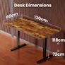 Electric Standing Desk Height Adjustable 120 x 60cm, Sit Stand Desk with 4 Memory Smart Pannel for Home Office with Splice Board Image 3