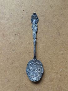 Antique detailed Repousse silver-plated jam spoon