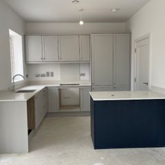 New kitchen. Never used. Grey. With peninsula.