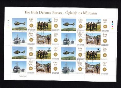 2013 Ireland The Irish Defence Forces (Rescue Team, Helicopter, Armoured Personnel Carrier & Frigate) Commemorative Stamp Sheetlet Plate 1A1A1A1A Fine CDS Used with Dublin cancel of 12th September 2013 (First day of issued) on envelope extract