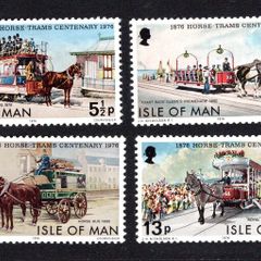 1976 Isle of Man Douglas Horse Trams Centenary Commemorative Stamps Mint Never Hinged (MNH)