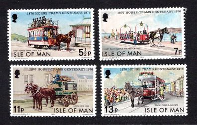 1976 Isle of Man Douglas Horse Trams Centenary Commemorative Stamps Mint Never Hinged (MNH)