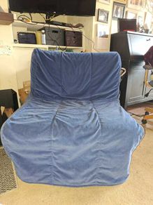 Blue chair bed with washable cover