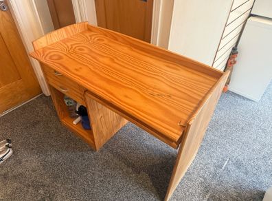 Solid Wooden Office Desk / Study Desk with Drawers & Keyboard Tray