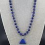Vintage Lapis Lazuli Beads with Silver Triangle Lapis Pendant Necklace Image 5