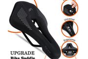 Ultralight Mountain Bicycle Saddle, MTB Short Nose Road Bike Seat PU Leather, Hollow Prostatic Saddle