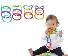 Rainbow Teether Ring Links Plastic Baby Kids Infant Stroller Gym Play Mat Toys