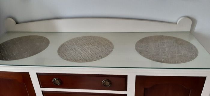 Antique side board & matching mirror