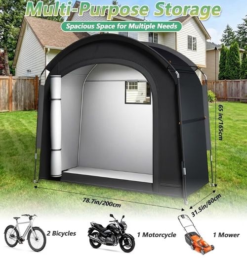 Bike Shed for 1 2 Bikes, 200 80 165cm Shed and Outdoor Storage  Portable 210D Oxford,Waterproof Anti-UV Cover Shelter Bike Storage with Ventilated Window for Garden Tool,Mower,Toys, Bicycle
