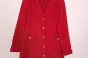 Zara Red Textured Knit Gold Button Longline Cardigan Dress Size S