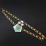 Art Deco Vintage Style Mint Enamel Faux Pearl Gold Bracelet Image 6