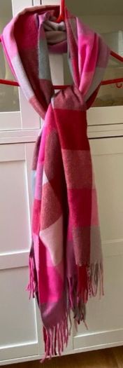 Gorgeous Pink/Red Checked Oversized Scarf Wrap Shawl Pashmina