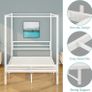 4FT6 Double Canopy Bed Frame, 120x200cm Bed Frame Platform with Headboard, Heavy Duty Metal Vintage Bed Frame Double Size, Platform Mattress Foundation, Noise Free, Easy Assembly, White Image 6