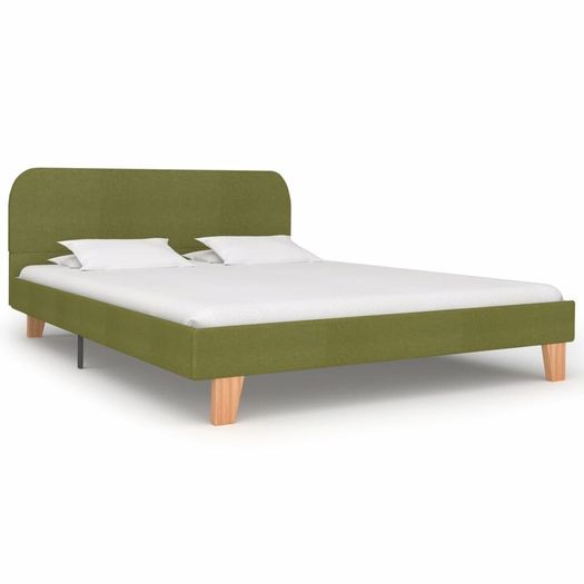 Bed Frame Green Fabric 135x190 cm
