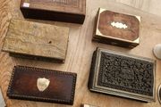 Superb boxes . mother of pearl ...brass . Epns. etc